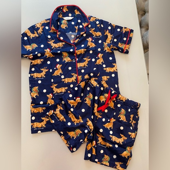 Peter Alexander Festive Blue Pajama Set with Reindeer Print size L - Picture 4 of 8